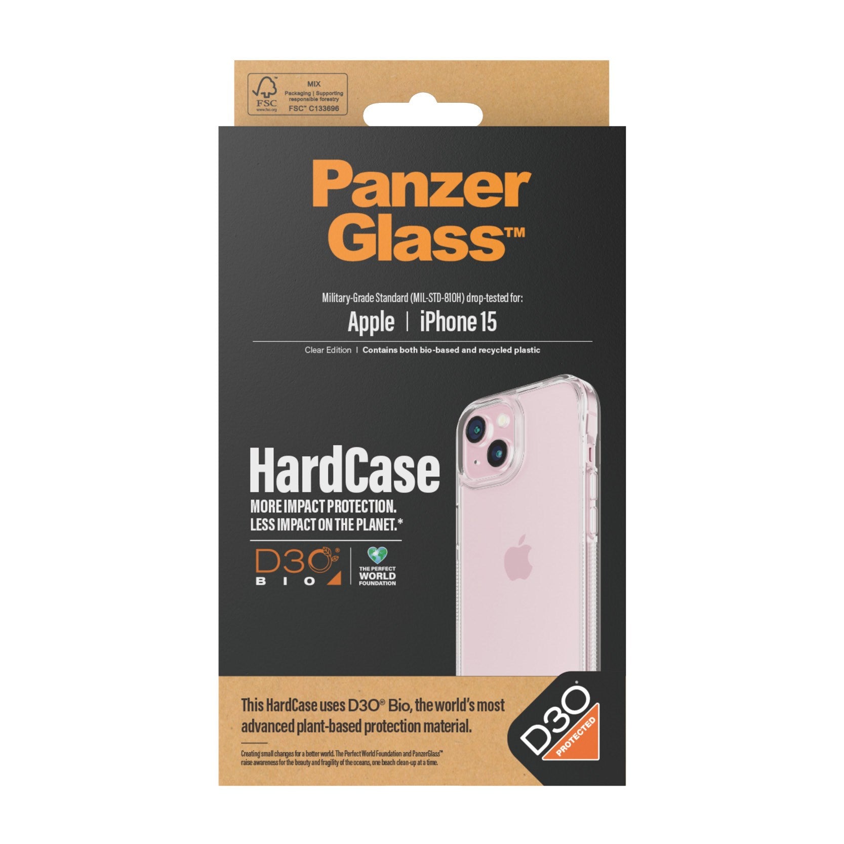 PanzerGlass® HardCase Transparent m. D3O® iPhone 15